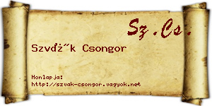 Szvák Csongor névjegykártya